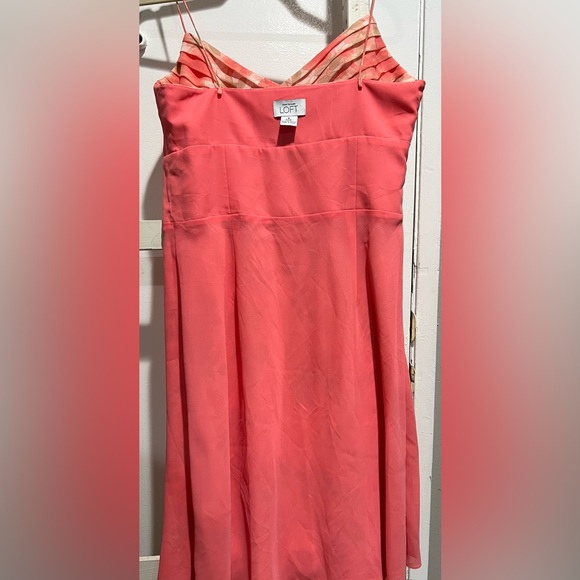 100 % Silk Dress- Floral Orange, Pink ...Spaghetti Straps, Pleated waistband - Picture 5 of 6